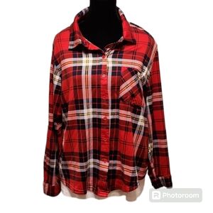 Rue + - Red plaid long sleeve 1X